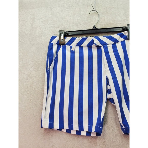 Volcom Short Womens Size 7 Blue White Striped Cotton Slash Pockets Medium Wash - Picture 4 of 9